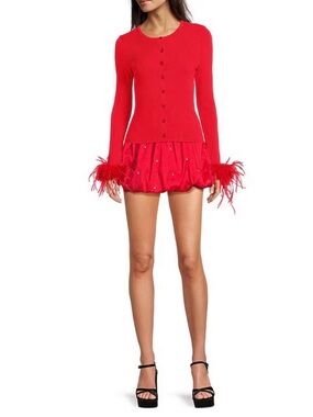 NWT Gianni Bini Nadia Rhinestone Embellished Taffeta Bubble Mini
Skirt Sz.S Red